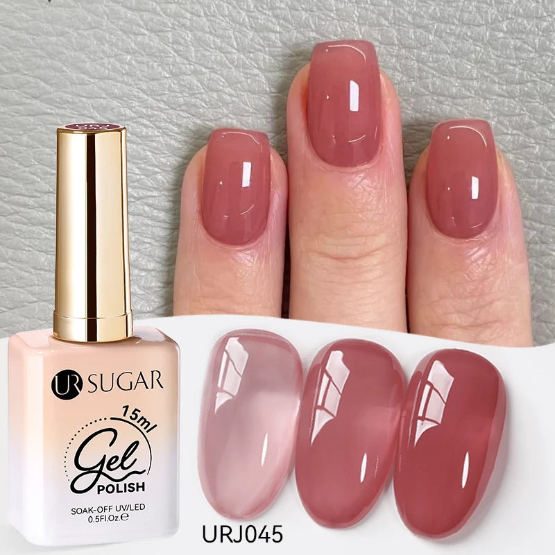 UR SUGAR à Ongles Gel Translucide, Semi-continu, UV, Soak Off, 15ml, Dernière Mode vernis semis permanents uv pailletté vernis uv transparent blanc laiteux nail semi permanentnail art top coat ongle gel uv