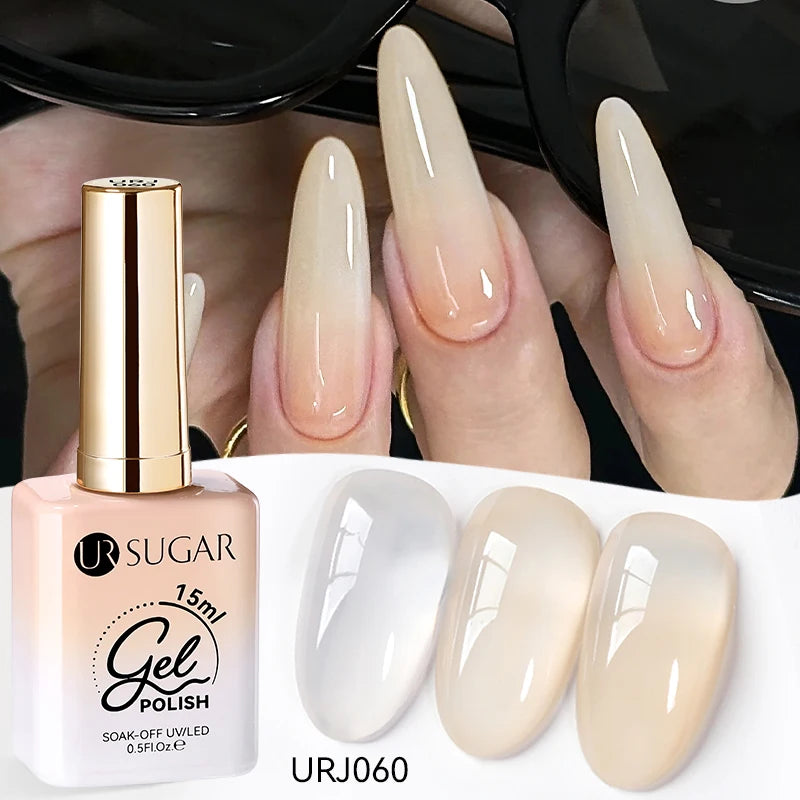 UR SUGAR à Ongles Gel Translucide, Semi-continu, UV, Soak Off, 15ml, Dernière Mode vernis semis permanents uv pailletté vernis uv transparent blanc laiteux nail semi permanentnail art top coat ongle gel uv