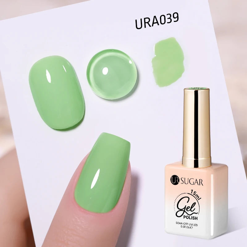 UR SUGAR à Ongles Gel Translucide, Semi-continu, UV, Soak Off, 15ml, Dernière Mode vernis semis permanents uv pailletté vernis uv transparent blanc laiteux nail semi permanentnail art top coat ongle gel uv