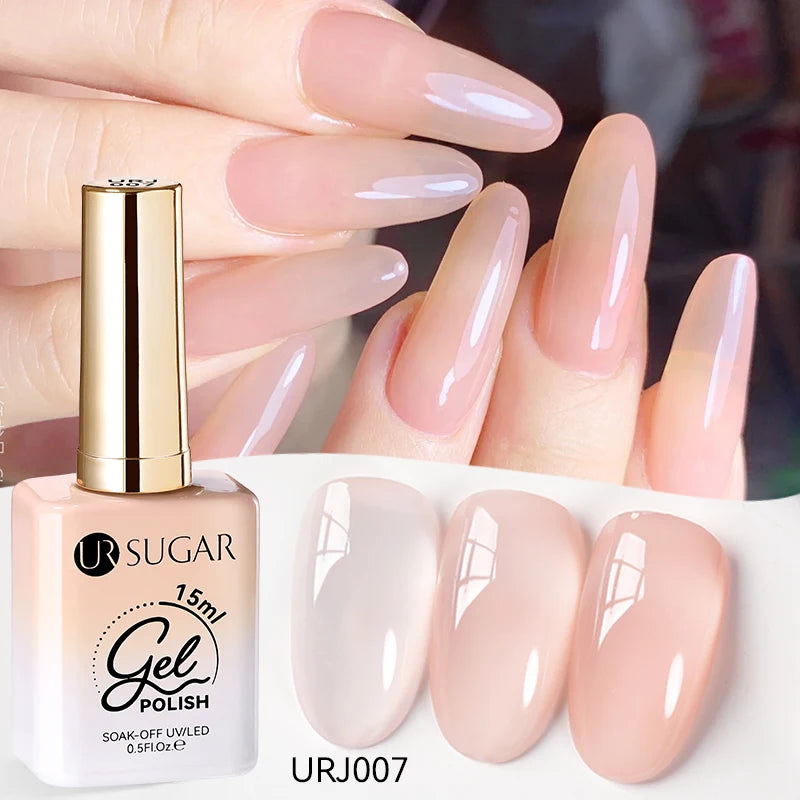 UR SUGAR à Ongles Gel Translucide, Semi-continu, UV, Soak Off, 15ml, Dernière Mode vernis semis permanents uv pailletté vernis uv transparent blanc laiteux nail semi permanentnail art top coat ongle gel uv