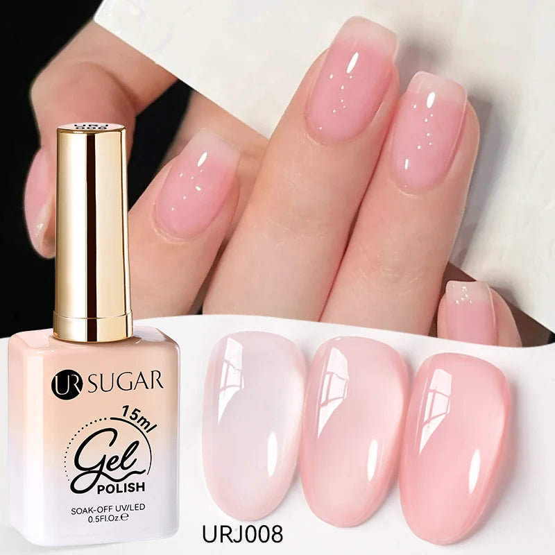 UR SUGAR à Ongles Gel Translucide, Semi-continu, UV, Soak Off, 15ml, Dernière Mode vernis semis permanents uv pailletté vernis uv transparent blanc laiteux nail semi permanentnail art top coat ongle gel uv