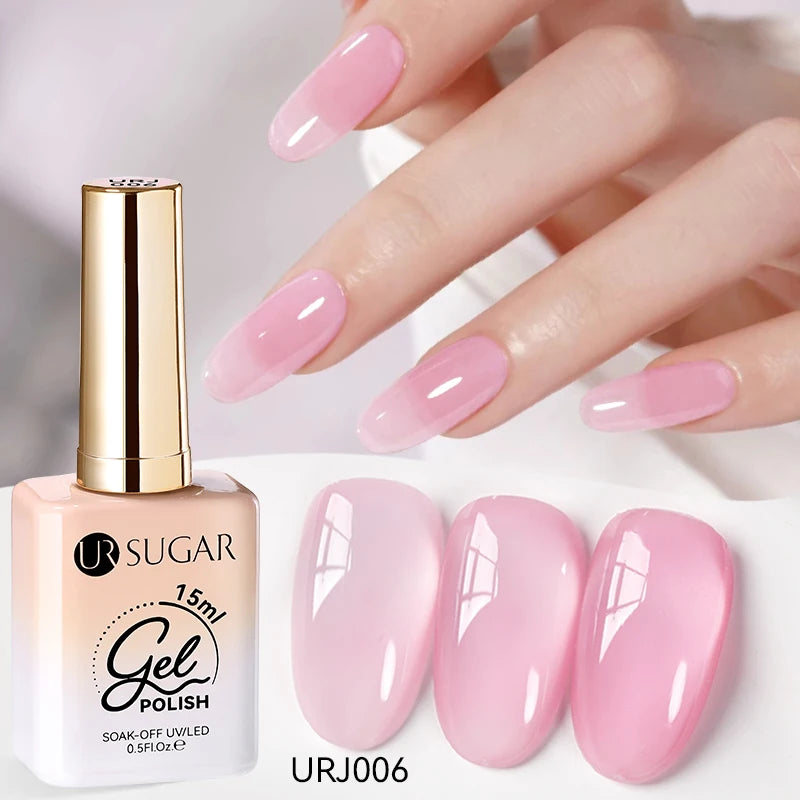 UR SUGAR à Ongles Gel Translucide, Semi-continu, UV, Soak Off, 15ml, Dernière Mode vernis semis permanents uv pailletté vernis uv transparent blanc laiteux nail semi permanentnail art top coat ongle gel uv