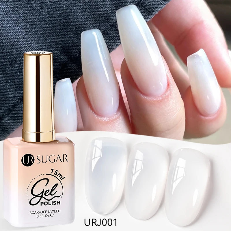 UR SUGAR à Ongles Gel Translucide, Semi-continu, UV, Soak Off, 15ml, Dernière Mode vernis semis permanents uv pailletté vernis uv transparent blanc laiteux nail semi permanentnail art top coat ongle gel uv