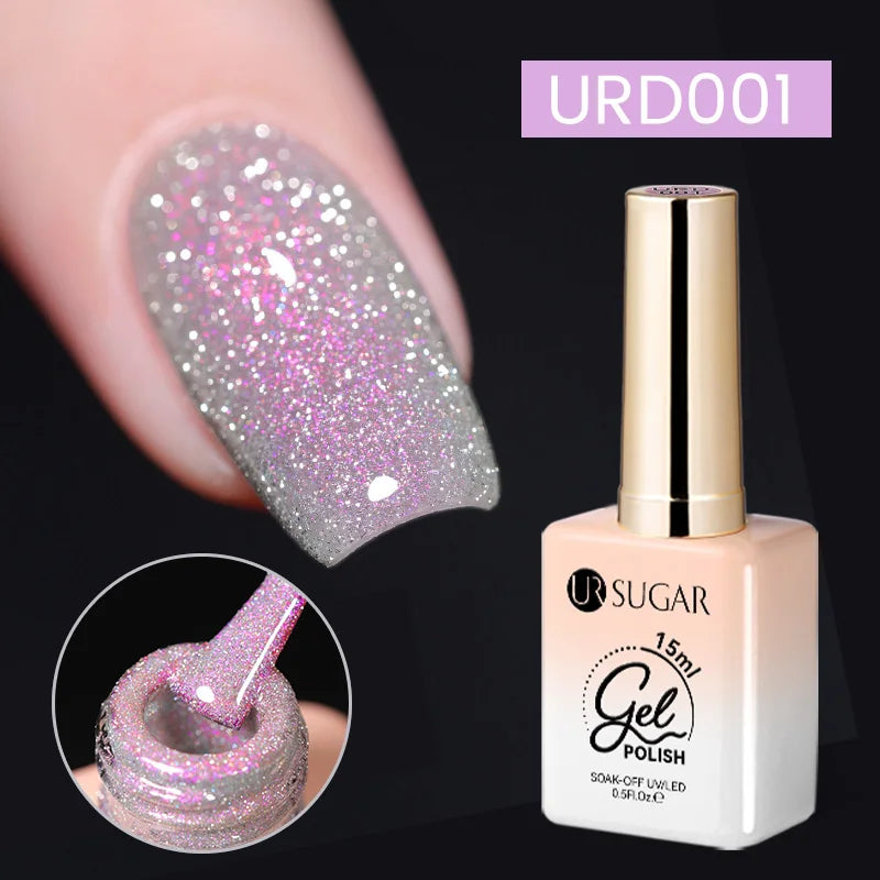 UR SUGAR à Ongles Gel Translucide, Semi-continu, UV, Soak Off, 15ml, Dernière Mode vernis semis permanents uv pailletté vernis uv transparent blanc laiteux nail semi permanentnail art top coat ongle gel uv