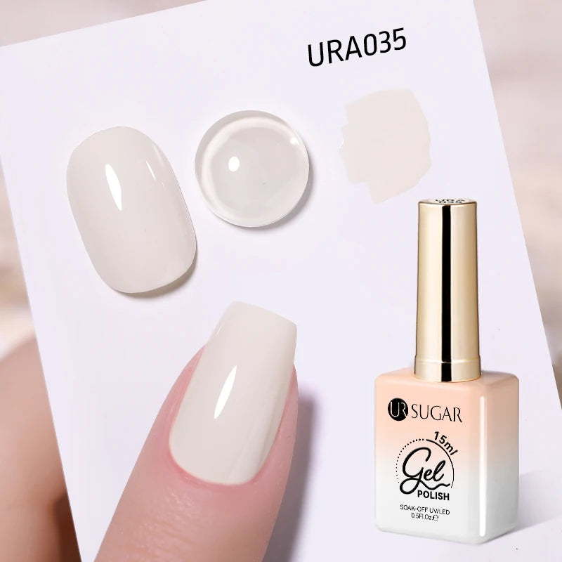UR SUGAR à Ongles Gel Translucide, Semi-continu, UV, Soak Off, 15ml, Dernière Mode vernis semis permanents uv pailletté vernis uv transparent blanc laiteux nail semi permanentnail art top coat ongle gel uv