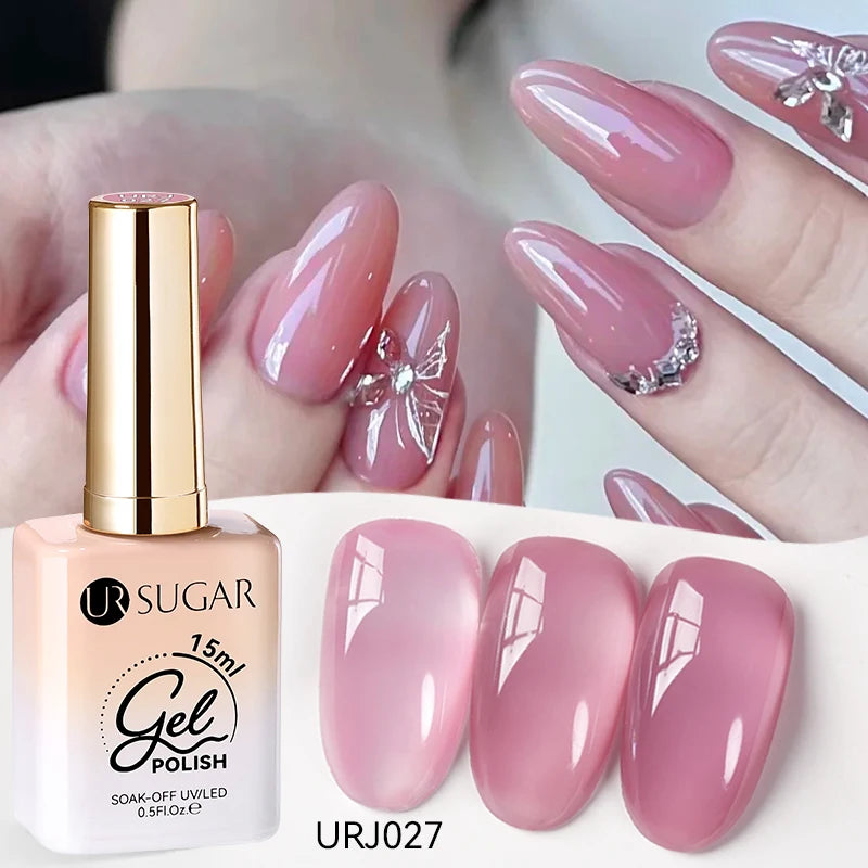 UR SUGAR à Ongles Gel Translucide, Semi-continu, UV, Soak Off, 15ml, Dernière Mode vernis semis permanents uv pailletté vernis uv transparent blanc laiteux nail semi permanentnail art top coat ongle gel uv