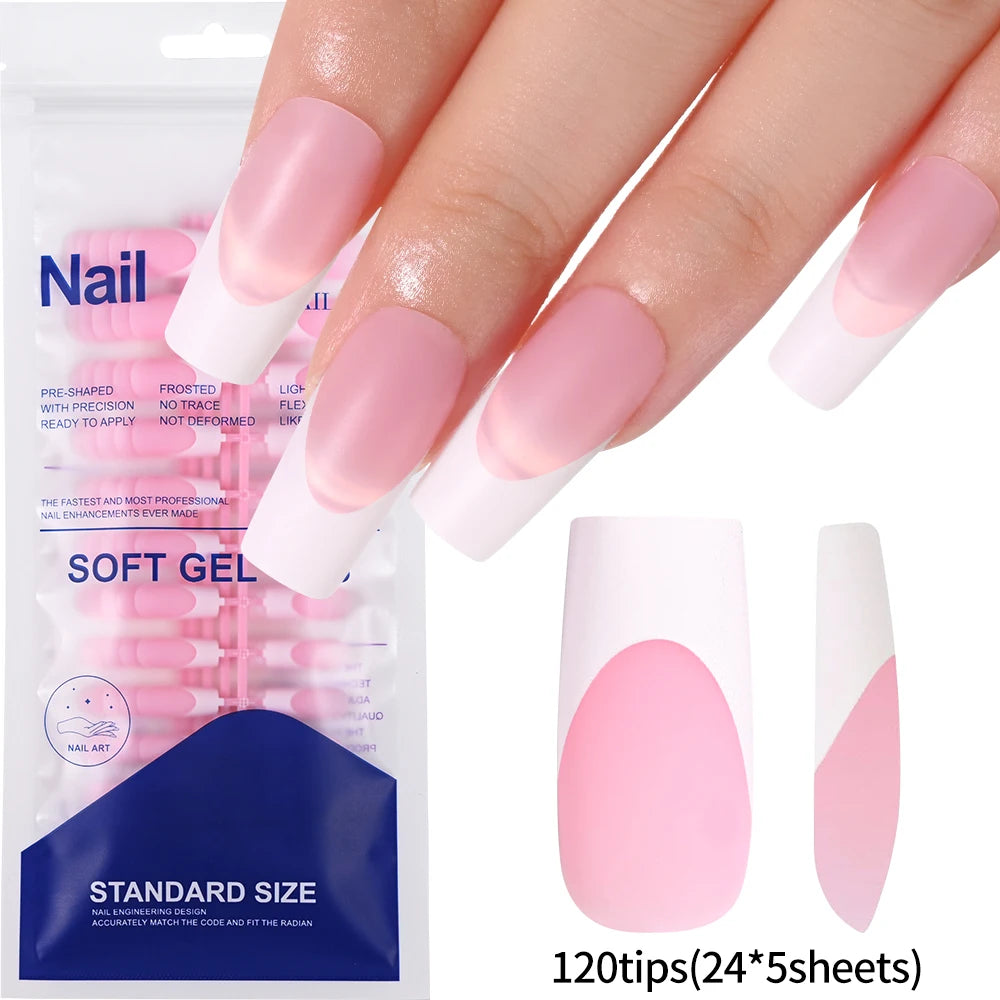 240/120 pièces coloré français court carré faux ongles couverture complète faux ongles pointe Extension acrylique portable ballerine presse sur les ongles