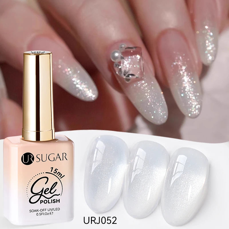 UR SUGAR à Ongles Gel Translucide, Semi-continu, UV, Soak Off, 15ml, Dernière Mode vernis semis permanents uv pailletté vernis uv transparent blanc laiteux nail semi permanentnail art top coat ongle gel uv