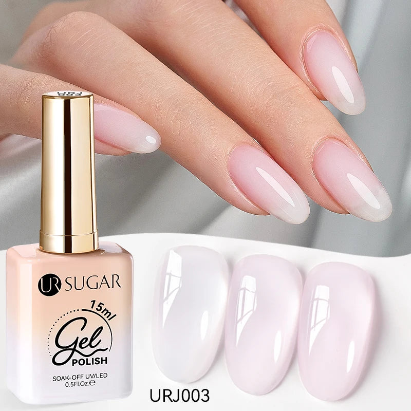 UR SUGAR à Ongles Gel Translucide, Semi-continu, UV, Soak Off, 15ml, Dernière Mode vernis semis permanents uv pailletté vernis uv transparent blanc laiteux nail semi permanentnail art top coat ongle gel uv