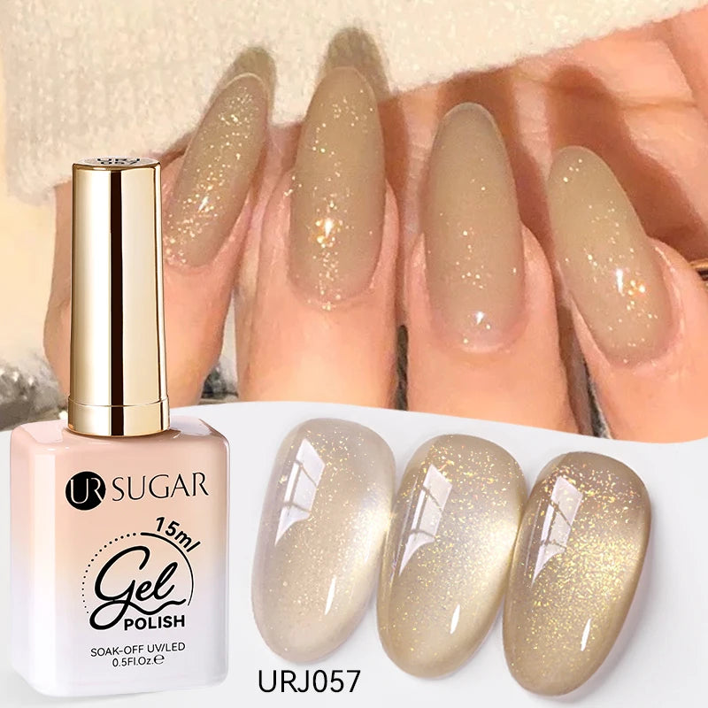 UR SUGAR à Ongles Gel Translucide, Semi-continu, UV, Soak Off, 15ml, Dernière Mode vernis semis permanents uv pailletté vernis uv transparent blanc laiteux nail semi permanentnail art top coat ongle gel uv